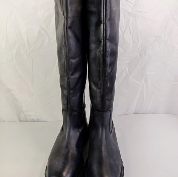 Free People Brooks Tall Black Leather Boots Moto Riding Combat New without Box - Picture 4 of 11